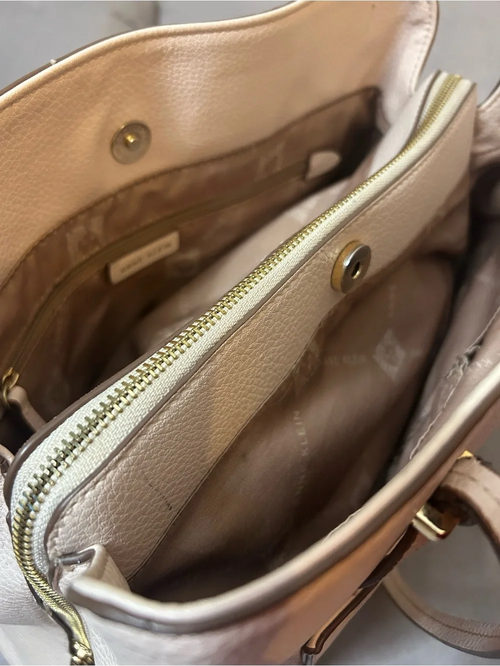 Anne Klein Cream Pebbled Faux Tote with Card Holder